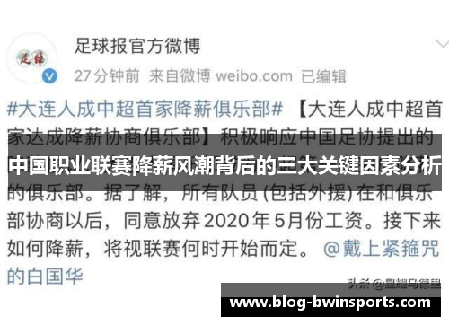 中国职业联赛降薪风潮背后的三大关键因素分析