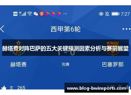 赫塔费对阵巴萨的五大关键预测因素分析与赛前展望